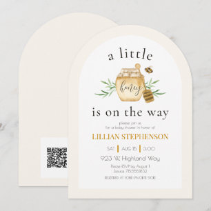 Little Honey Is On The Way Bee Baby Shower QR Code Invitation