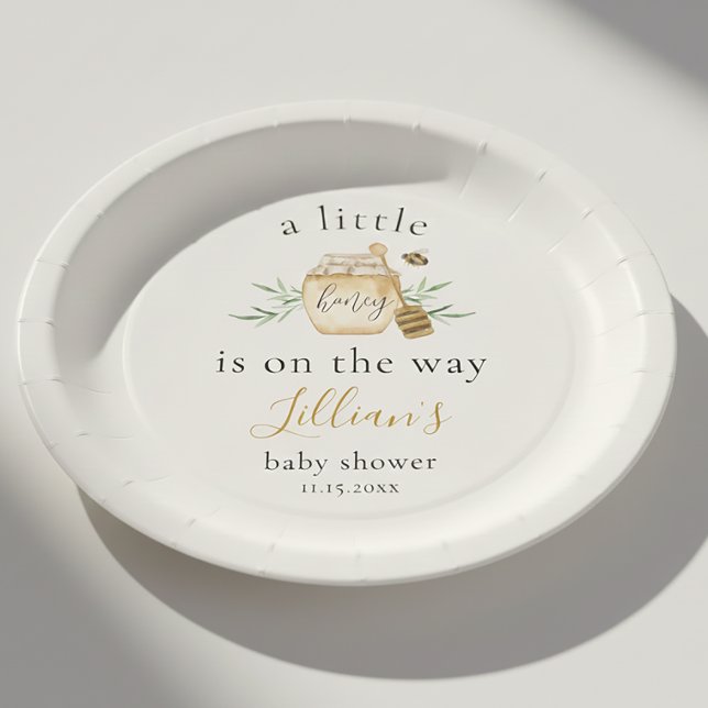 Little Honey Is On The Way Bee Baby Shower Welcome Paper Plate (Creator Uploaded)