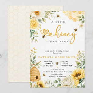 Little Honey Is On The Way Honey Bee Baby Shower Invitation
