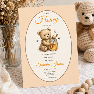 Little honey is on the way Teddy bear baby shower Invitation