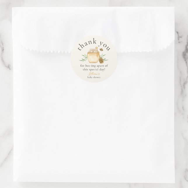 Little Honey Is On The Way Thank You  Classic Round Sticker (Bag)