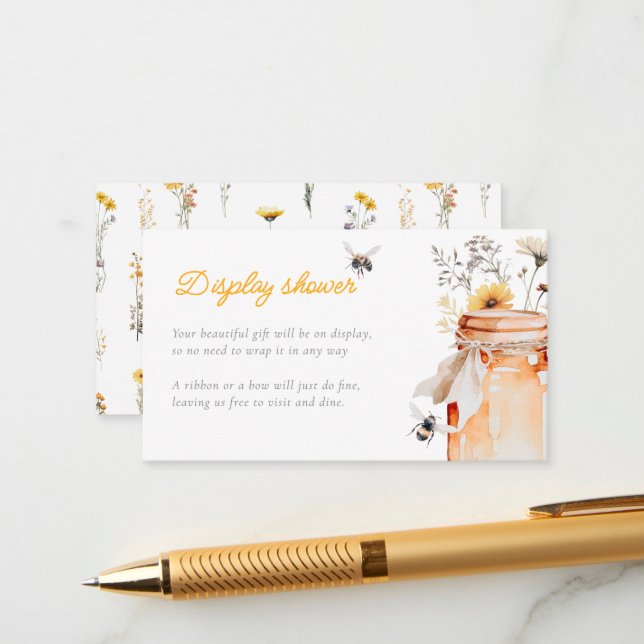Little Honey On The Way Display Shower Enclosure Card (Front/Back In Situ)