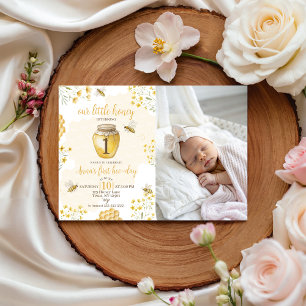 Little Honey Photo 1st Birthday Invite