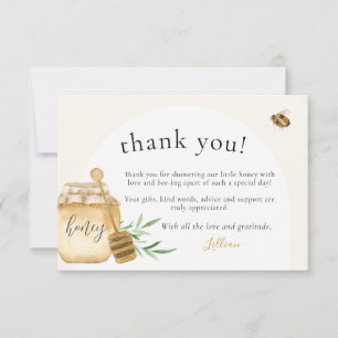 Little Honey Soft Watercolor Bee Baby Shower Flat Thank You Card