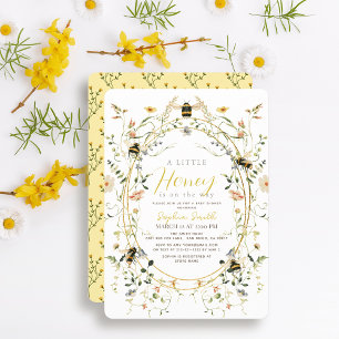 Little Honey Wildflower Bee Baby Shower Invitation