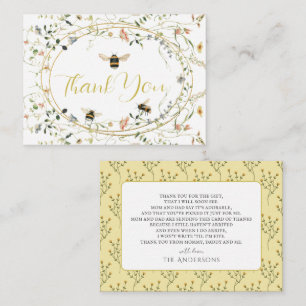 Little Honey Wildflower Bee Baby Shower Thank You Card