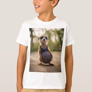 Little Hoop Star: Baby Meerkat Holding Basketball T-Shirt