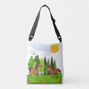 Little horses design for kids crossbody bag