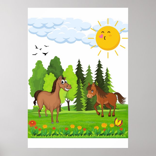 Little horses design for kids poster (Front)