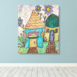 Little House Big Flowers Canvas Print