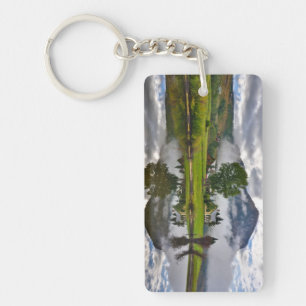 Little House in Mist on Lake Key Ring
