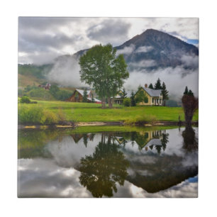 Little House in Mist on Lake Tile