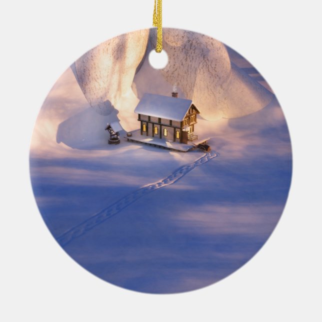 Little House in the Snow Ornament (Back)