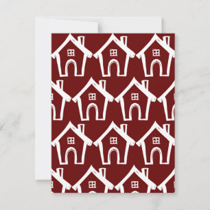 Little Houses New Address Burgundy & White Card