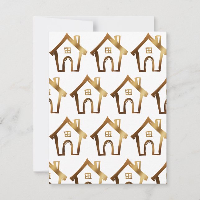Little Houses We Have Moved Gold and White Card (Front)