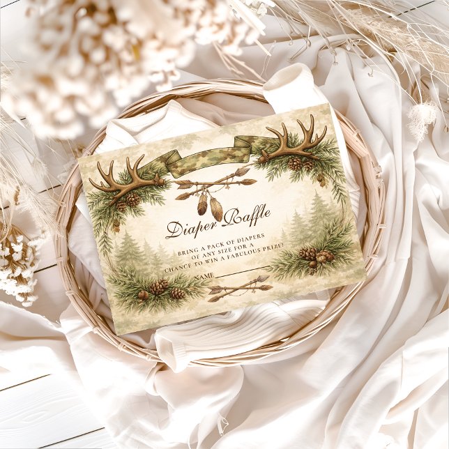 Little Hunter Antler Woodland Diapper Raffle Enclosure Card (Creator Uploaded)