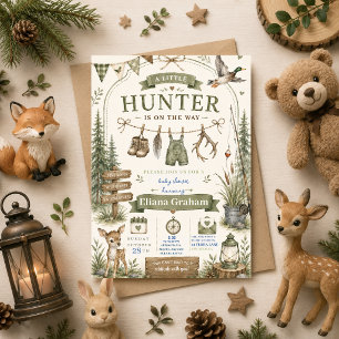 Little Hunter Baby Shower Woodland Boy Printable Invitation