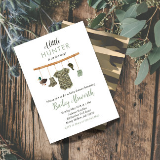 Little Hunter Duck Camo Rustic Baby Shower Invitation