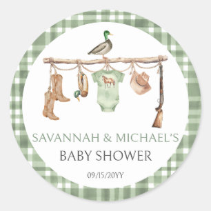 Little hunter Hunting Baby Shower Classic Round Sticker
