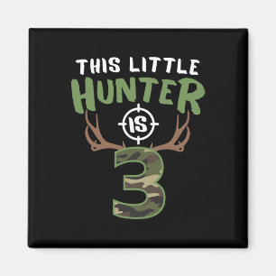 Little Hunter Is 3 Birthday Boys 3rd Birthday Deer Magnet