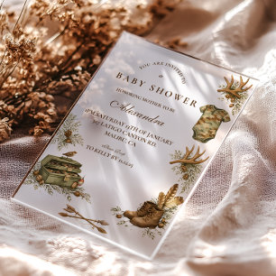 Little Hunter Woodland Keepsake Baby Shower Acrylic Invitations