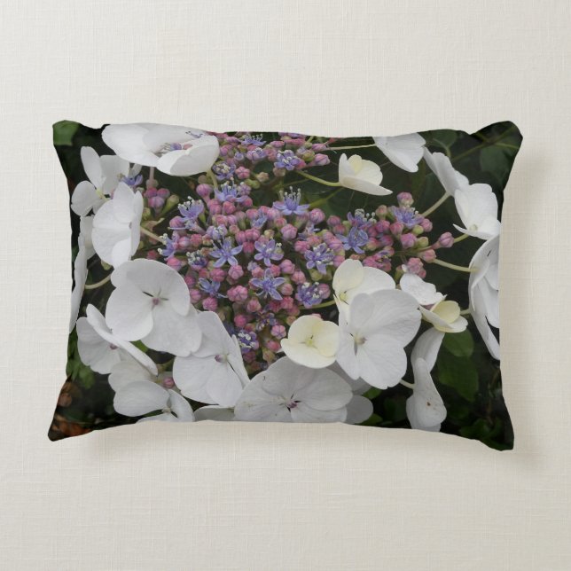 Little Hydrangea Flowers Pattern Accent Pillow (Back)