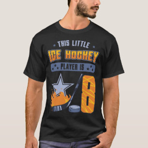 Little Ice Hockey 8th Birthday Player Puck Star Sp T-Shirt
