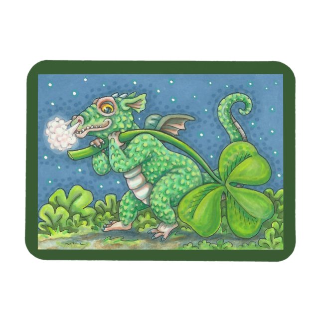 LITTLE IRISH DRAGON Fantasy MAGNET Green (Horizontal)