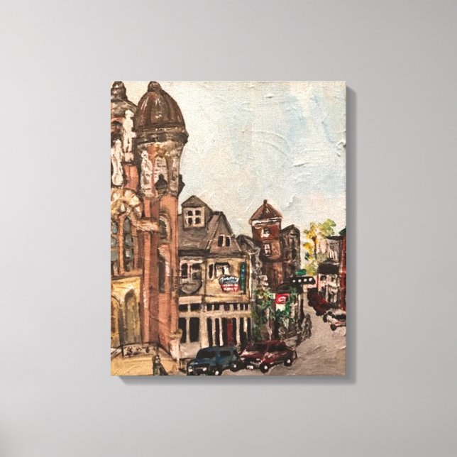 "Little Italy, Cleveland"  Ohio Painting by Willow Canvas Print (Front)