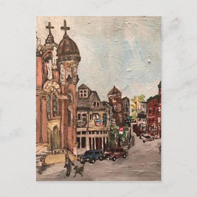 Little Italy, Cleveland Ohio Painting on Postcard (Front)