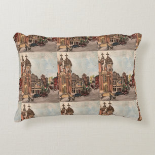 Little Italy, Cleveland Ohio Painting Pillow