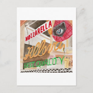 Little Italy Deli Window Watercolor Postcard