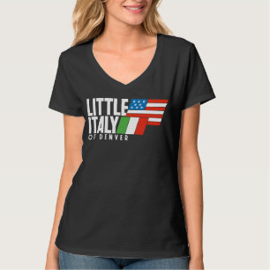 Little Italy of Denver 80s Retro BLACK V Neck T-Shirt