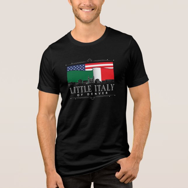 Little Italy of Denver Classic Logo BLACK Tri-Blend Shirt (Front)