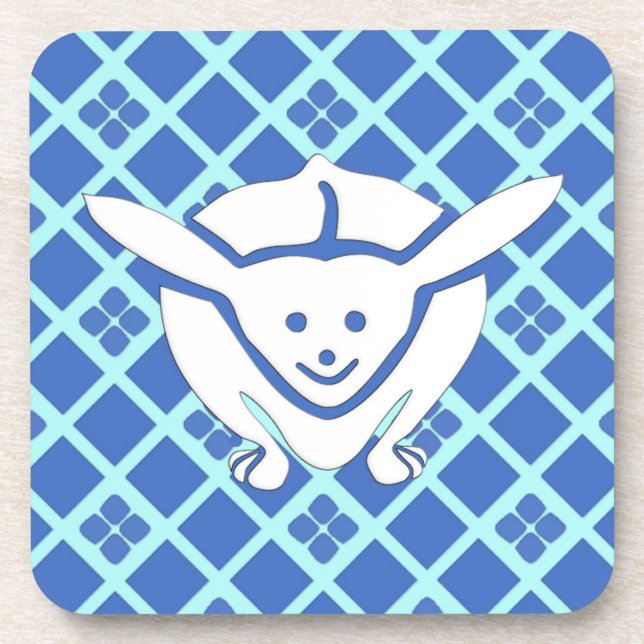 Little Japanese rabbit, blue Coaster (Front)