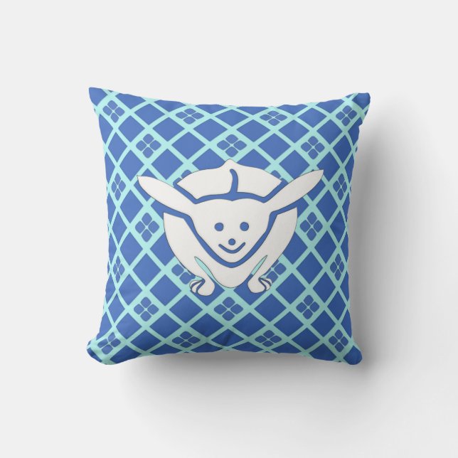 Little Japanese rabbit, blue Cushion (Front)