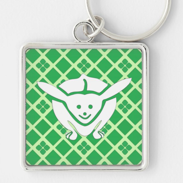 Little Japanese rabbit, green Key Ring (Front)