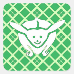 Little Japanese rabbit, green Square Sticker