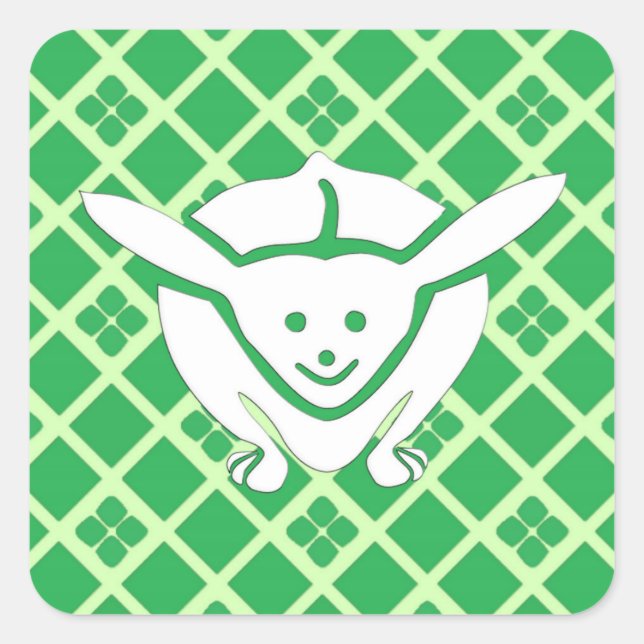 Little Japanese rabbit, green Square Sticker (Front)