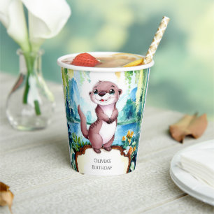 Little Joyful Otter Birthday Paper Cups