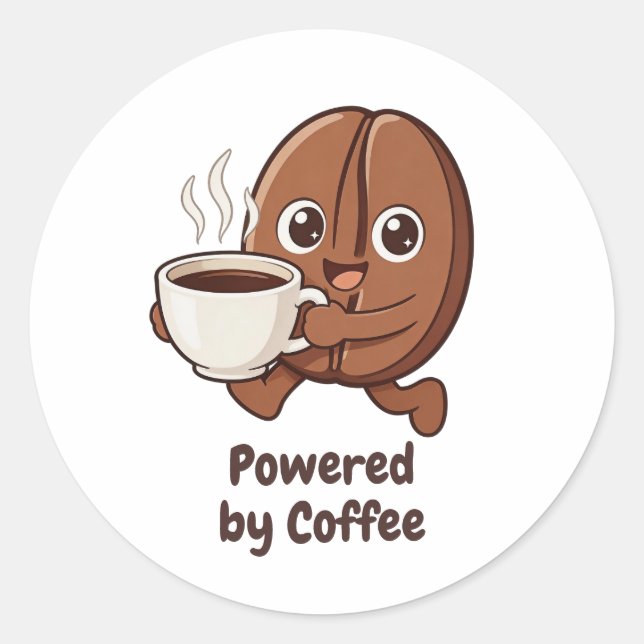 Little Kaka – Powered by Coffee Classic Round Sticker (Front)