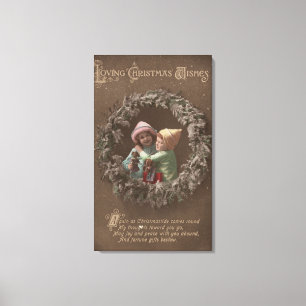 Little Kids Embracing Canvas Print
