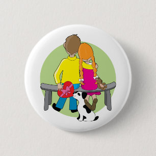 Little Kids Valentine 6 Cm Round Badge