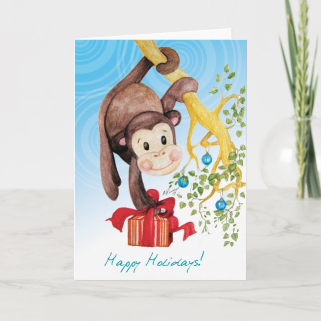 Little Kima Monkey Holiday Card (Front)