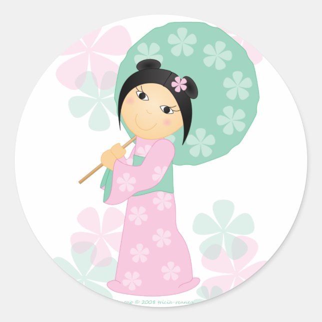 Little Kimono Classic Round Sticker (Front)