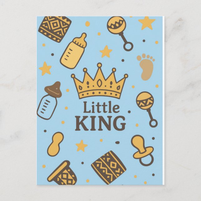 Little King Baby Shower  Announcement Postcard (Front)