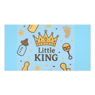 “Little King Baby Shower Banner – Blue & Gold Crow Photo Print