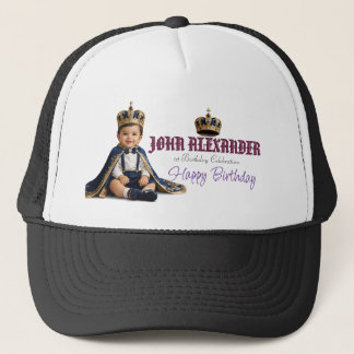 Little King First Birthday Invitation Trucker Hat
