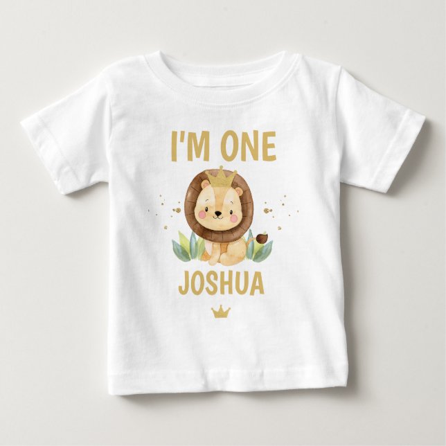Little King Lion Crown 1st Birthday  Baby T-Shirt (Front)