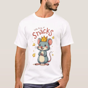 Little King of Snacks – Funny Cartoon Mouse Cheese T-Shirt